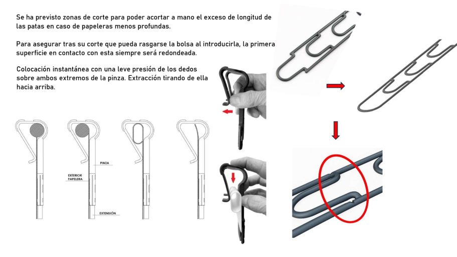 Adaptable a distintos modelos y bordes de papeleras. Adaptable a distintos modelos y bordes de papeleras.